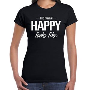 This is what Happy looks like fun tekst t-shirt zwart dames