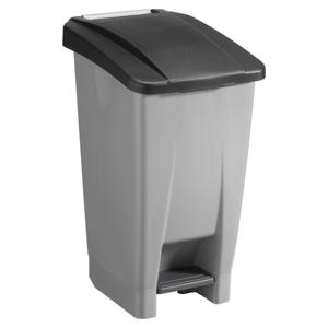 Afvalcontainer/rolemmer/pedaalemmer Basic - zwart - 60 liter - 49 x 38 x 70 cm - huis/tuin afval