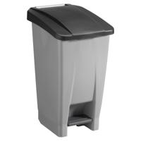 Afvalcontainer/rolemmer/pedaalemmer Basic - zwart - 60 liter - 49 x 38 x 70 cm - huis/tuin afval