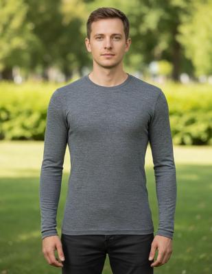 Heren Shirt Lange Mouw Merino Wol Engel Natur Kleur Antraciet Maat 46/48 - Medium