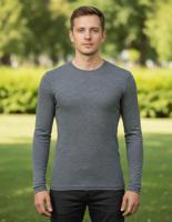 Heren Shirt Lange Mouw Merino Wol Engel Natur Kleur Antraciet Maat 46/48 - Medium