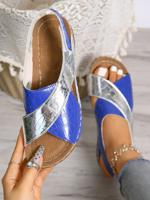 Casual Color Block Velcro Wedge Heel Sandals - thumbnail
