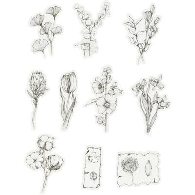 Creativ Company Masking tape stickers, zwart/wit bloemen, afm 30-50 mm, 30 stuk/ 1 doos