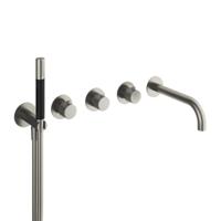 Hotbath Cobber X Afbouwdeel Badthermostaatmet Uitloop incl. Handdouche en Doucheslang - Geborsteld RVS 316