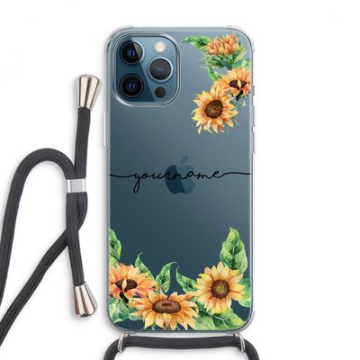 Zonnebloemen: iPhone 12 Pro Max Transparant Hoesje met koord
