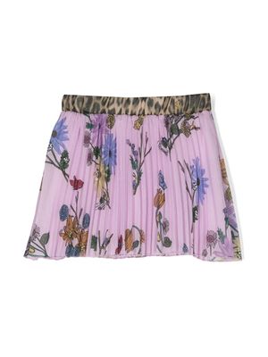 Roberto Cavalli Junior jupe plissée à fleurs - Violet