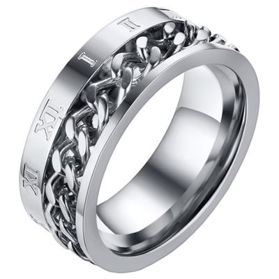Mendes heren ring Cuban Link Roman Numeral Silver-21mm