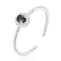 Stijlvolle Elenza Zilveren Ring met Zwarte Kristallen - Tijdloze Elegantie voor Dames