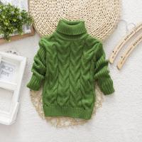 Groene winter Kinder dikke effen kleur Knit Bottoming coltrui Pullover trui hoogte: 22Size (130cm)