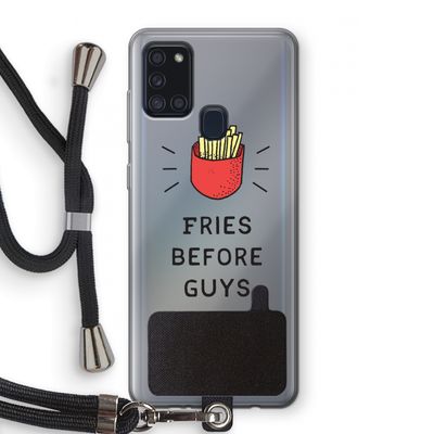 Fries before guys: Samsung Galaxy A21s Transparant Hoesje met koord