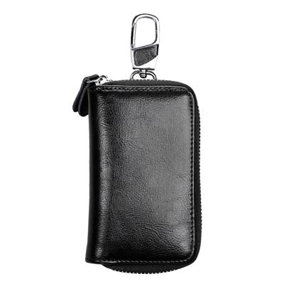 9101 multifunctionele taille opknoping olie Wax lederen rits portemonnee sleutels houder zak (zwart)