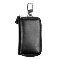 9101 multifunctionele taille opknoping olie Wax lederen rits portemonnee sleutels houder zak (zwart)