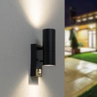 HOFTRONIC™ 3x Blenda wandlamp - 4000K neutraal wit - Bewegingsmelder en schemerschakelaar - Zwart - IP44 spatwaterdicht - Up & Downlight voor buiten