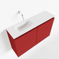 Toiletmeubel Mondiaz Ture | 80 cm | Meubelkleur Fire | Eden wastafel Talc Links | Zonder kraangat