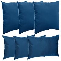 Bank/sier/tuin kussens voor binnen/buiten set 6x stuks blauw 40 x 40 cm en 30 x 50 cm