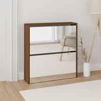 Schoenenkast met spiegel 2-laags 63x17x67 cm bruineiken