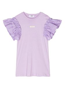 MSGM Kids robe volantée à logo imprimé - Violet