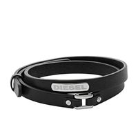 Diesel DX0971040 Armband leder/staal zwart-zilverkleurig 8-19,5 cm - thumbnail