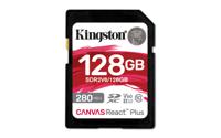 Kingston Technology 128GB Canvas React Plus SDXC UHS-II 280R/100W U3 V60 voor Full HD/4K