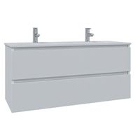 Adema Chaci Badkamermeubelset - 120x46x57cm - 2 keramische wasbakken wit - 2 kraangaten - 2 lades - mat wit SW718711/SW804533