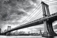 Karo-art Schilderij - Manhattan Bridge , Zwart wit , 3 maten , Wanddecoratie - thumbnail