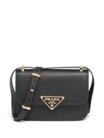 Prada sac porté épaule Emblème en cuir - Noir