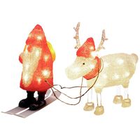 Konstsmide 6239-103 Acryl figuur Energielabel: G (A - G) Kerstman, Rendier Warmwit LED Rood, Wit - thumbnail