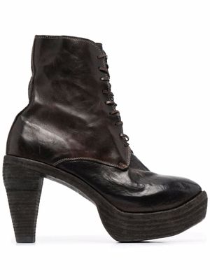 Guidi bottines lacées à plateforme - Noir
