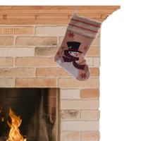 Decoris kerst sok met sneeuwpop - 1x - bruin - jute - H45 cm - kerstversiering - kerstdecoratie
