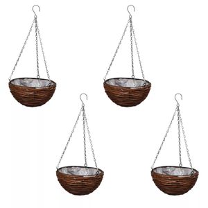 VidaXL Hangbak wilgenhout met voering en ketting 4 stuks