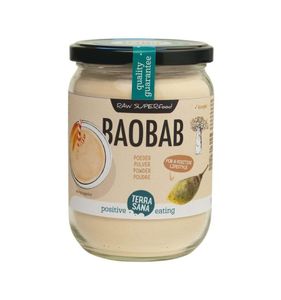 Raw baobab poeder in glas bio