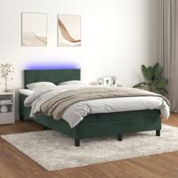 Boxspring met matras en LED fluweel donkergroen 120x200 cm