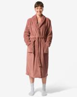 HEMA Dames badjas rib fleece middenbruin (middenbruin)