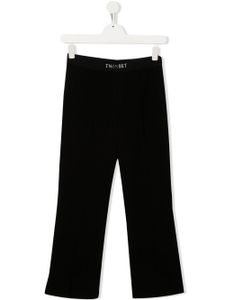 TWINSET Kids pantalon droit à taille à logo - Noir