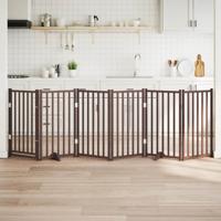 VidaXL Hondenhek inklapbaar 6panelen 300cm massief vurenhout bruin eik