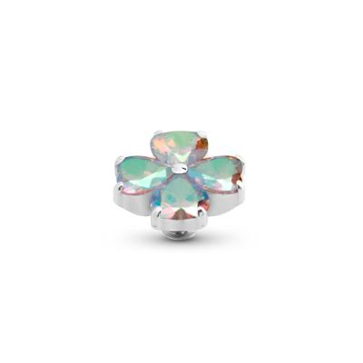 Melano Twisted Heart Clover Steentje Aurora Borealis | Zilver