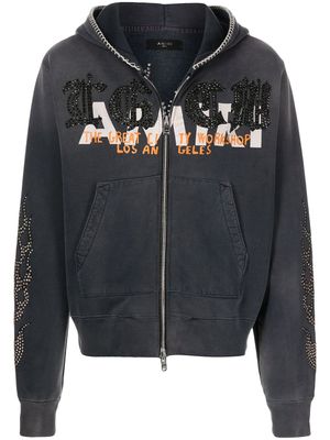 AMIRI hoodie zippé à logo imprimé - Gris