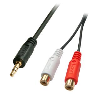 LINDY 35678 35678 Jackplug / Cinch Audio Adapter [1x Jackplug male 3,5 mm - 2x Cinch-koppeling] Zwart