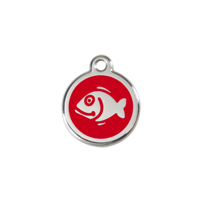 Fish Red roestvrijstalen kattenpenning small/klein dia. 2 cm - Reddingo