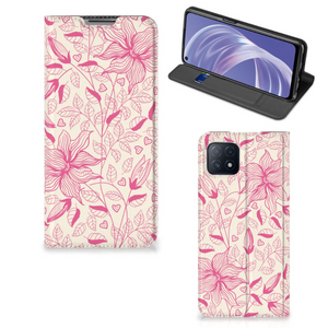 OPPO A73 5G Smart Cover Pink Flowers