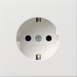 Gira F100 wandcontactdoos met randaarde zuiverwit glanzend