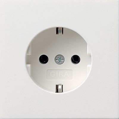 Gira F100 wandcontactdoos met randaarde zuiverwit glanzend