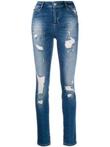 Philipp Plein jean skinny à effet usé - Bleu