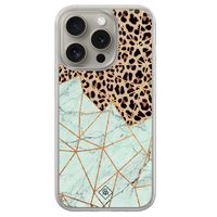 iPhone 15 Pro Max hybride hoesje - Luipaard marmer mint