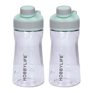 Waterfles / drinkfles / sportfles Aquamania - 2x - mintgroen - 530 ml - kunststof - bpa vrij