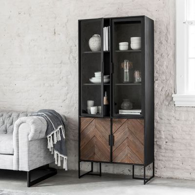 DTP Home Vitrinekast 'Criss Cross' Hout en staal, 185 x 80cm