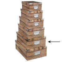 5Five Opbergdoos/box - Houtprint donker - L44 x B31 x H15 cm - Stevig karton - Treebox   -