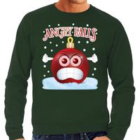 Foute kerst sweater / trui Angry balls groen heren - thumbnail