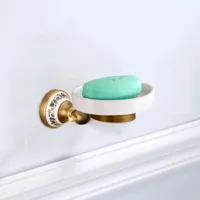 RoyalRetro Antiek Messing Badkamer Accessoireset met Porselein