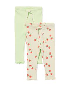 HEMA Babyleggings Rib Framboos - 2 Stuks Lime (lime)